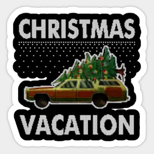 christmas vacation car with christmas tree ugly sweater Sticker